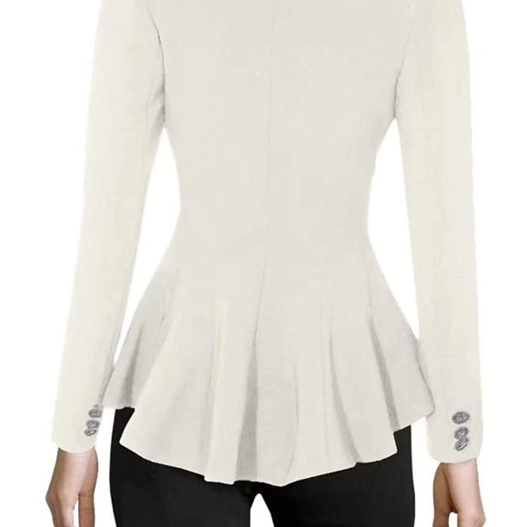 Hybrid & Company Women Double Notch Lapel Sharp Shoulder Pad Office Blazer M - Picture 2 of 9